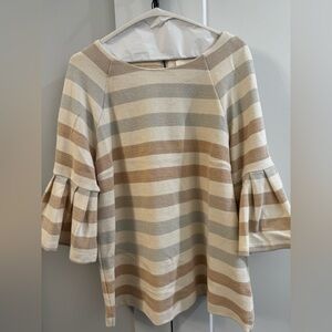 Maeve Striped Blouse in Cream and Tan